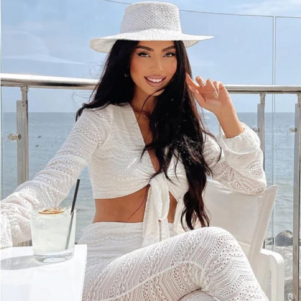 NWT Fashion Nova Desert Vibes Crop Top Womens XS V-Neck Coastal Resort Ibiza